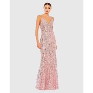 NWT Mac Duggal Embellished Plunge Neck Trumpet Gown dress